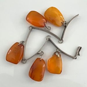 Vintage Baltic Amber 875 Silver Bracelet 60's USSR